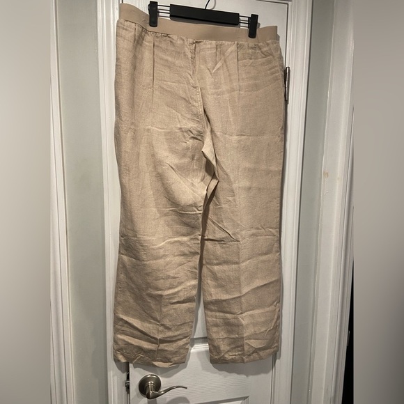 NWT Coldwater Creek Size 16P Flax 100% Linen Pull On Straight Leg Pants Beachy - Picture 9 of 13